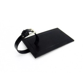 Leeman Black Leather Luggage Tag ~ Leeman Ilani Cowhide, Buckle Strap #PL-9096