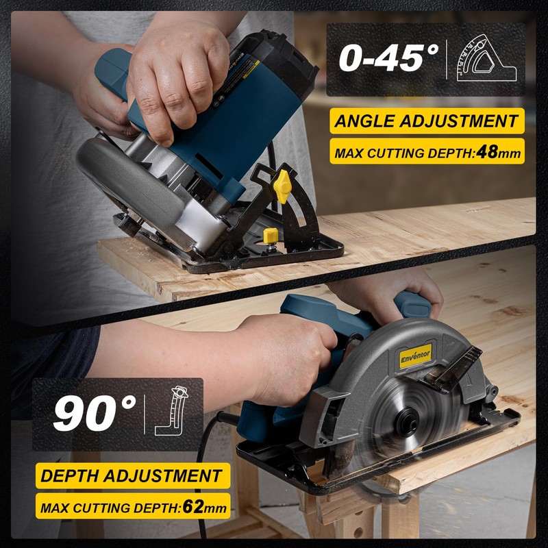 Enventor Circular Saw Corded, 11A Electric Circular Saws 7-1/4-Inch with