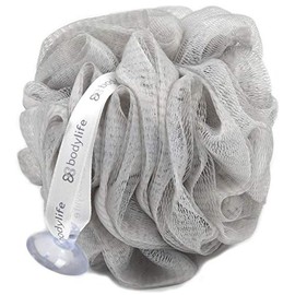 Bodylife Body Buffer, Puff, Exfoliating Bath & Shower Body Pouf, Scrunchie, Body Scrubber Grey & White 55g
