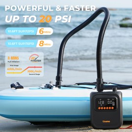 20PSI High-Pressure Electric SUP Pump with Auto Shut-Off, 13500mAh Battery & 12V Car Power, Portable Air Pump for Paddle Boards, Kayaks, Inflatables (20PSI Rechargeable)