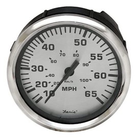 Faria Boat Speedometer Gauge SEK630A | 65 MPH Spun Silver Oversized