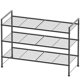 Simple Houseware 3-Tier Stackable Shoes Rack Storage Shelf, Black