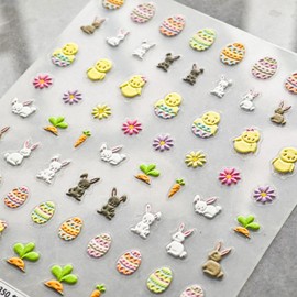 Egg Rabbit Nail Stickers for Nail Art Colorful Nail Decals Easter Nail Stickers Self Adhesive Design Manicure Supplies Charm for Women Nails Art Decorations Accessories