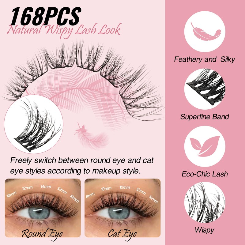 Mayhug Natural Lash Clusters C Curl Individual Lashes Natural Look