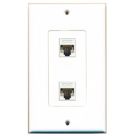 RiteAV - 2 Port Cat5e Ethernet White Wall Plate Decorative White