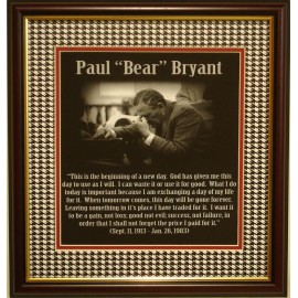 ALABAMA football Paul "Bear" Bryant framed poem -  A New Day