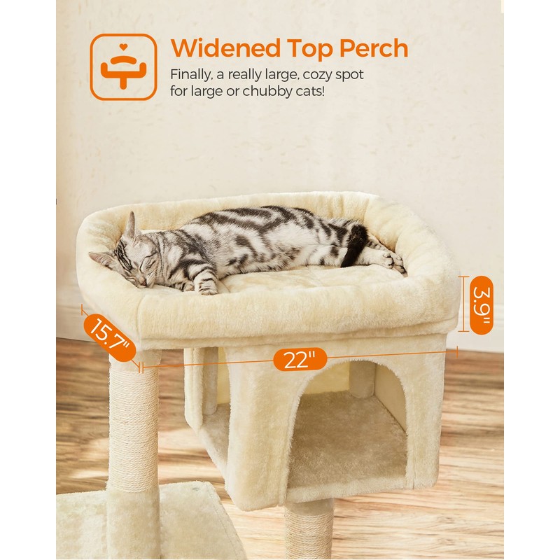 Feandrea Cat Tree, 33.1-Inch Cat Tower, L, Cat Condo for