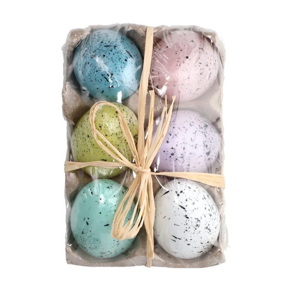 Greenbrier Colorful Speckled Easter Egg 6 Pack Cartons Decor Clear Cello Wrapped