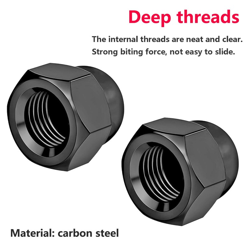 Qrity 20 Pcs Acorn Cap Nuts, M3 Black Carbon Steel