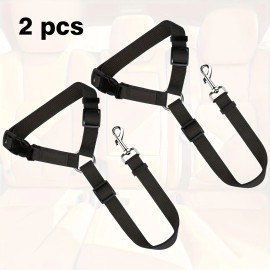 Geshifeng Adjustable Nylon Fabric Pet Restraints Vehicle Car Safety Seat Belts Harness Dog Cat LeashSize: 18*15*4cm, Color: Black