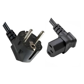 DINIC Power Cable CEE 7/7 to C13 90 Degree Angled 3 Pin