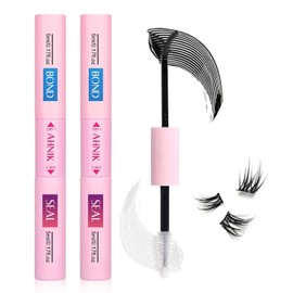2-Pack Lash Cluster Bond and Seal Waterproof Glue 10ml, 2-in-1 Lash Adhesive with Dual-End Applicator, Long-Lasting 72H Strong Hold for DIY Lash Clusters