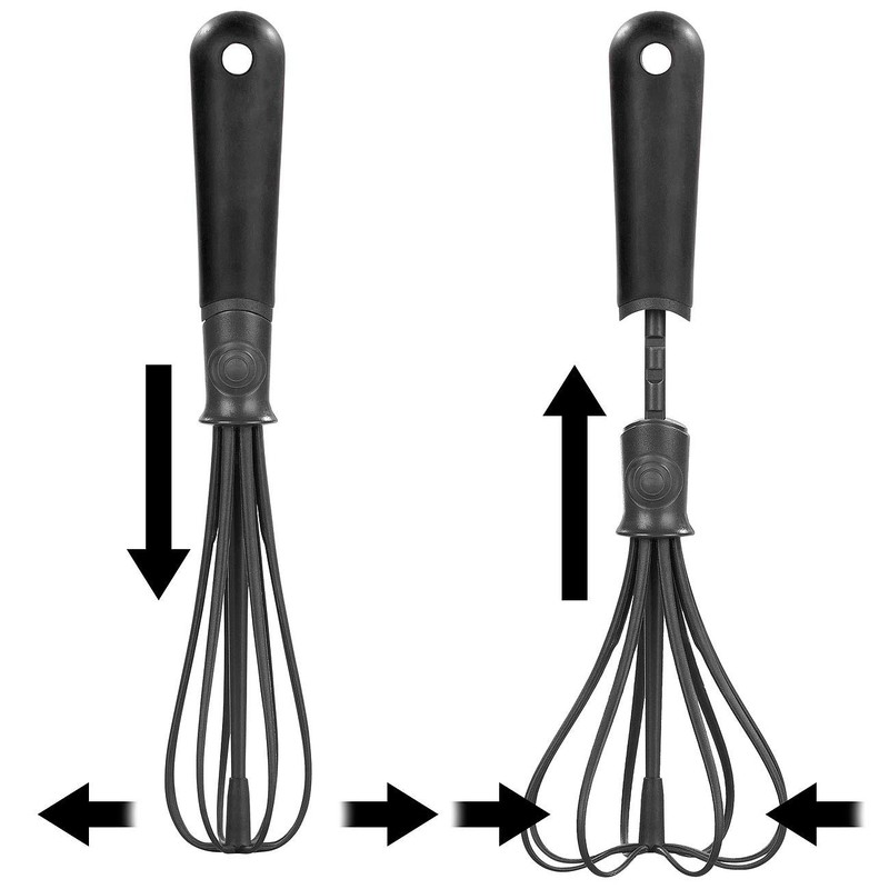 Rosenstein & Söhne Quirlbesen: 2er-Set flexible Schneebesen, verstellbare Breite (Plastik