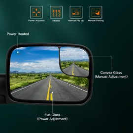 SCITOO Towing Mirrors fit 1994-2002 For Ram 2500 3500 w/Support Brackets 1994-2001 For Dodge For Ram 1500 Manual Black Side View Pair Mirrors