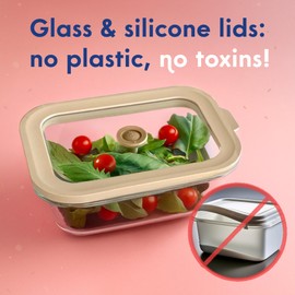 Non-Toxic 4 Pack - Glass Food Storage Containers with Lids – Plastic Free, Airtight Meal Prep Containers, Multi-Size (12, 21, 35, 50 Oz), Microwave & Freezer Safe - Ziruma