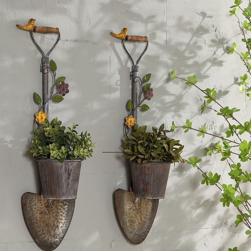 SMQLJXC 2Pcs Wall Mounted Planter Farmhouse Outdoor Wall Decor-Rustic Garden