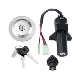 Frianchly Motorcycle Ignition Switch Lock Kit for Yamaha YBR 125 2002-2013 Ignition Switch Gas Cap Tank ver with 2 Seat Lock Keys