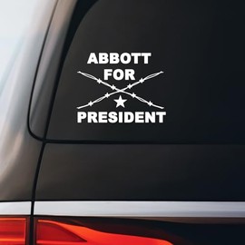 Abbott for President Barbed Wire Texas Sticker Decal Notebook Car Laptop 5.5"x4.5" (White)