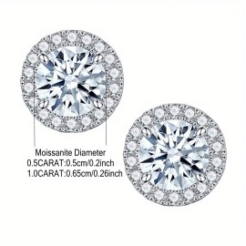 Classic Style Simple Wholesale 925 Sterling Silver Round Moissanite Diamond Screw Stud Earrings Men WomenColor: Silver, Design: Stud Earrings