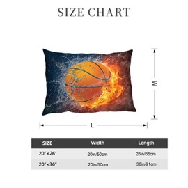 Acptolen Fire Water Basketball Pillow Case Sports Basketball Ball Pillow Cover Pillow Sham Soft Breathable Queen for Bed Sofa Standard Size 20x26 Inches