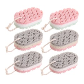 PACKOVE 6pcs Bath Sponge for Adults Soft Triple Shower Sponges with Hanging Loop Gentle Exfoliating Bath Accessories for All Skin Types Random Colors Random Color