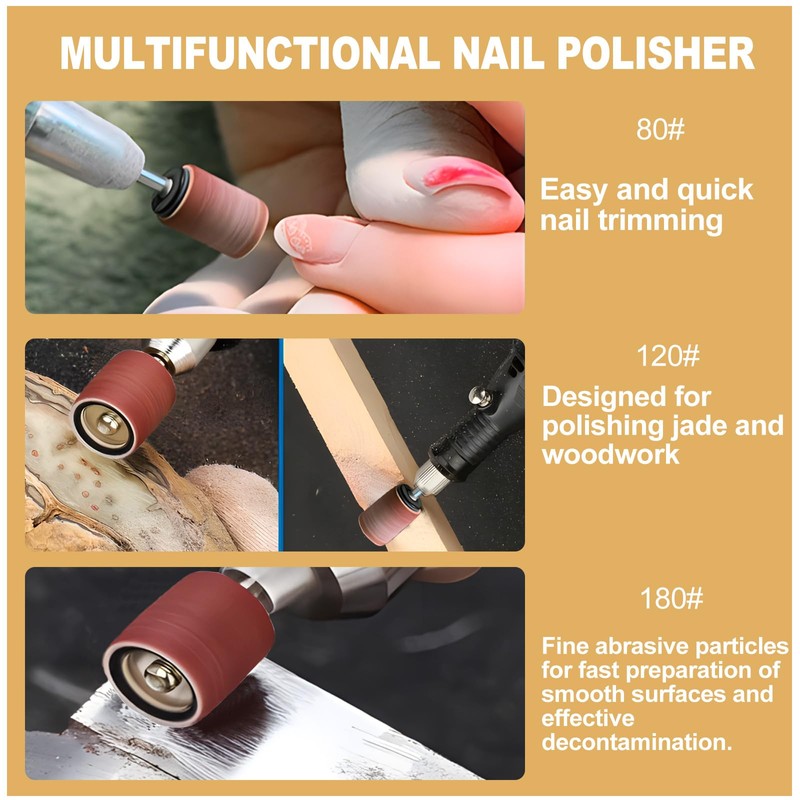 LPZMPZ Pack of 242 Sanding Sleeves Nail Cutter with 80/120/180