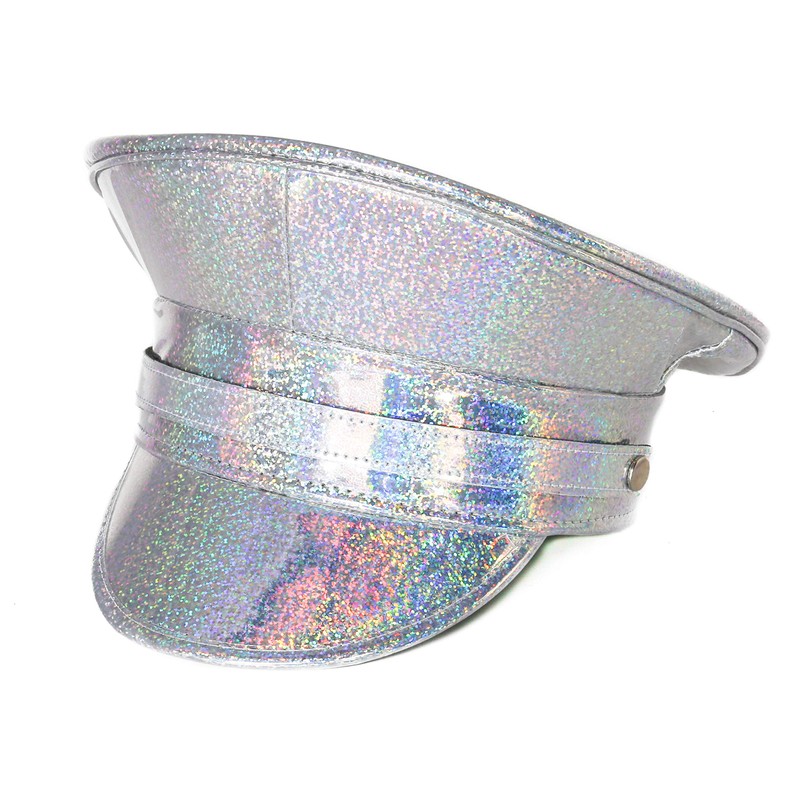 Funk Plus Rainbow Holographic Glitter Captain Hat Police Hat (Glitter)
