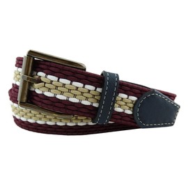 TigerTie - stretch belt with stainless steel buckle and genuine leather appliqués, belt width 35 mm. - Red - 90 cm