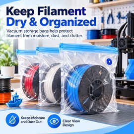 10-Pack 3D Printer Filament Vacuum Storage Bags for PLA, ABS & PETG Spools – Moisture-Resistant Sealed Bags for Storage