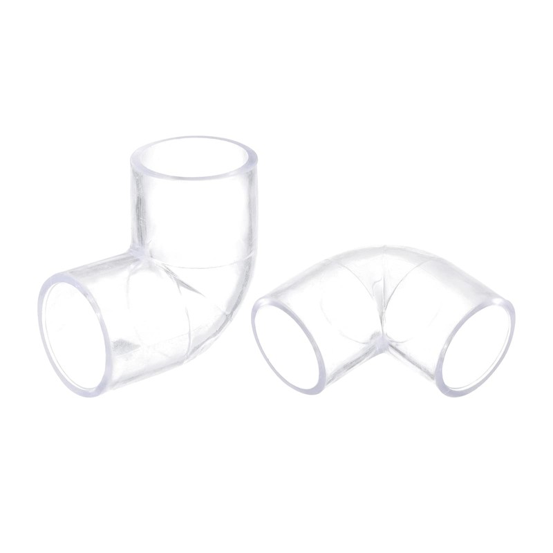 sourcing map 2Pcs Clear Elbow Fitting, 25mm/0.98" 2 Way Acrylic