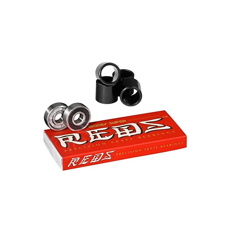 Bones Super Reds Bearings, 8 Pack set With FREE Bones