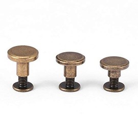 HEEPDD 20 Pieces Leather Craft Rivets, Durable Brass Thread Flat Head Screws Nail Rivet Leather Craft Repair DIY Supplies for Webbing Purse Wallet Handbag Decoration (8 mm)