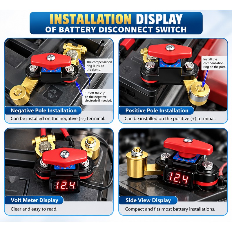 Car Battery Disconnect Switch for Vehicle Storage – Rotating Battery