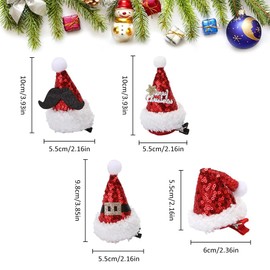 Christmas Hair Clips, Pack of 4 Mini Christmas Hat Hair Clips, Red Santa Hat Hair Clips, Santa Hat Hair Pins, Hair Accessories Christmas, Christmas Hair Accessories