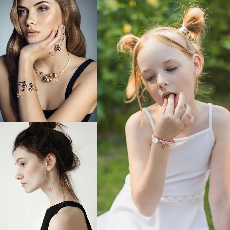 31 Pieces Mixed Enamel Charm Pendants, Cute Pink Oil Drop