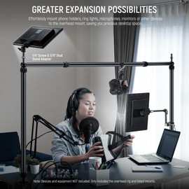 NEEWER Overhead Camera Mount Rig with 2 Ball Heads, Super Clamp/Mobile Phone Holder/Camera Desk Mount, Multi Device Mount, Platform Overhead Tripod, Adjustable Height Width, Max Load 12 kg, NK002