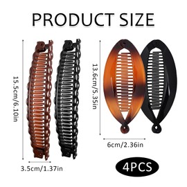 4 Stück Bananenspange Haare, Banana Clip Dickes Haar, Bananen Haarspangen Damen, Groß Banana Hair Clip, Vintage Fischschwanz Haarspange, Französische Bananen Klammer, für Lockiges Oder Glattes Haa