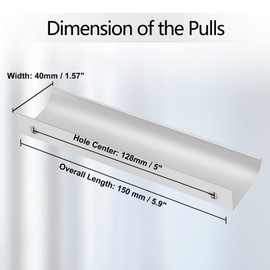 Cjueiom 12 Pack Concealed Kitchen Cupboard Handles 128mm Hole Center Hidden Drawer Pulls, Finger Edge Pull Aluminum Cabinet Handle Invisible Door Knob for Wardrobe (150mm Total Length, Silver)