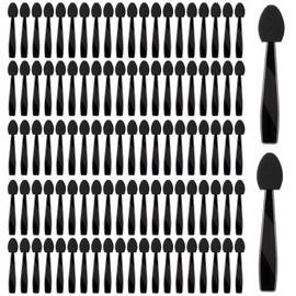 IANFAN 100 Pcs Black Eyeshadow Applicators, Disposable Mini Eyeshadow Brush Portable Travel Eye Shadow Applicator Sticks Multipurpose Eye Lips Makeup Brushes with Sponge Tip for Women