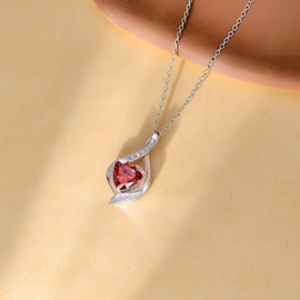 MRENITE White Gold Plated Diamond Cut Heart Birthstone Necklace with Moissanite, Infinity Heart Birthstone Pendant Necklaces Gift for Women Wife Girlfriend Her Mothers Day (January)