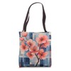 Spring Blossom Geometric Checkered Tote Bag