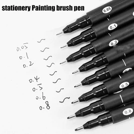 Fine liner Pens 7 Sizes Fineliner Black 0.05 mm - 0.8 mm Marker Waterproof Pigment Liner for Sketching, Artist Illustration, Office Documents