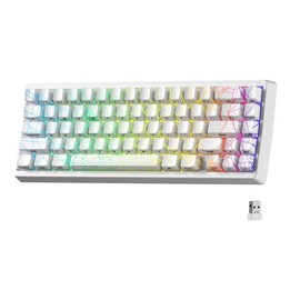 XVX M67 Tri-Mode Mechanical Keyboard With Spider Web IMD-Tech Keycaps, QMK/VIA  Gasket, RGB Hot Swappable, bluetooth:_White