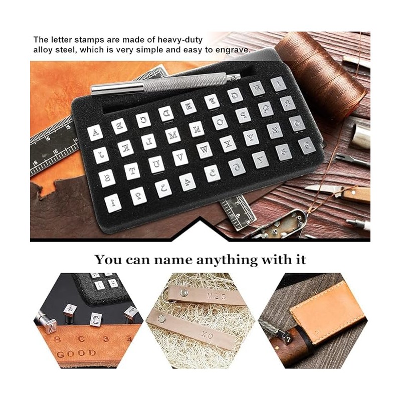 36 Pcs Number and Letter Stamp Punch Set Clay Stamps