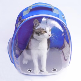 DreamyGlow Pet Backpack Carrier with Harness Backpack for Cats, Small Dogs, Bunnies etc with Harness Included, Pet Carrier for Traveling, Walking, Hiking and Outdoor Activities (Blue)