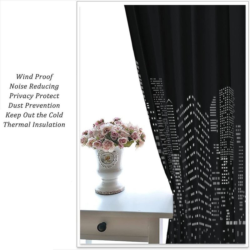 Yearn Jear New York Curtains Black White Modern Night City