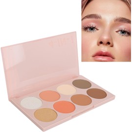 Paleta de Rubor, Paleta de Maquillaje, 4 en 1, 8 Colores, Resaltador de Rubor, Paleta de Contorno de Sombra de Ojos, Paleta de Maquillaje Facial de Larga Duración Mate Nacarado 02