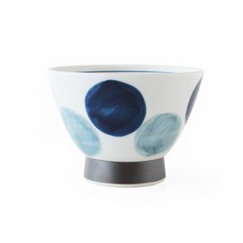 Hasamiyaki CtoC JAPAN Kurawanka Rice Bowl, Hand-painted Round Crest, Blue, φ4.3 x H3.1 inches (110 cc)