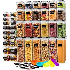 Juego de Recipientes Herméticos para Almacenar Alimentos, 42 Piezas Contenedores Organizadores, Sin BPA, Organización de Cocina y Alacena Recipientes de Plástico, para Congelador, Cocina, Gabinetes