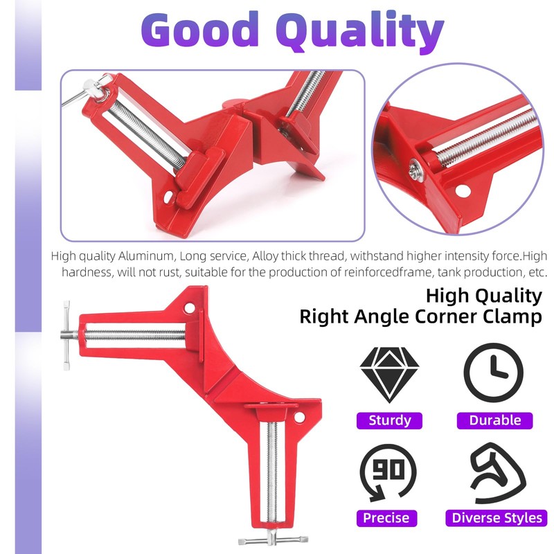 Swpeet 4Pcs 3" Aluminum Alloy Red 90 Degree Right Angle